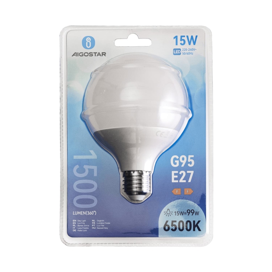 LED-lampa G95 E27/15W/230V 6500K - Aigostar