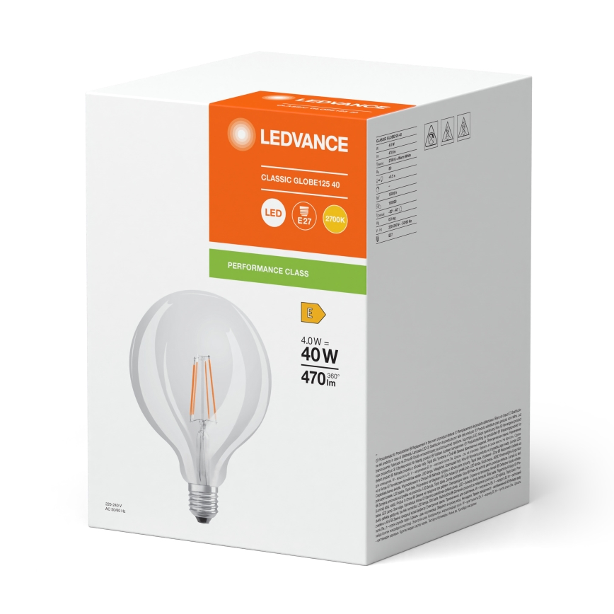 LED-lampa GLOBE CLASSIC FILAMENT G125 E27/4W/230V 2700K - Ledvance