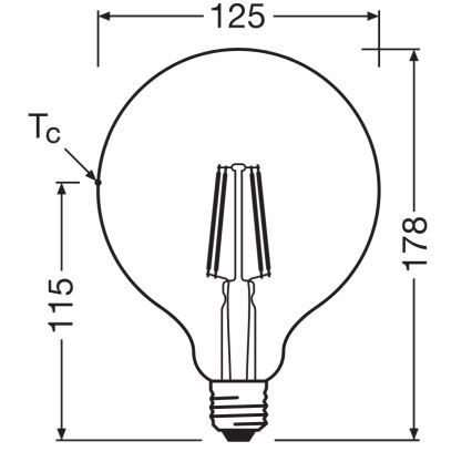 LED-lampa GLOBE CLASSIC FILAMENT G125 E27/4W/230V 2700K - Ledvance