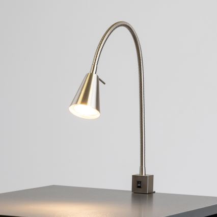 LED-lampa med klämma 1x GU10/4,7 W/230 V mattkrom