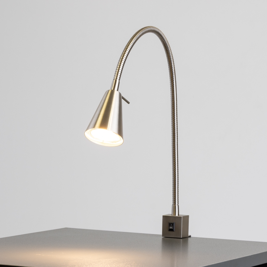 LED-lampa med klämma 1x GU10/4,7 W/230 V mattkrom