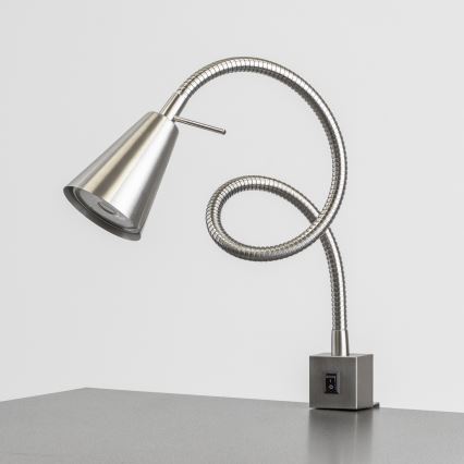 LED-lampa med klämma 1x GU10/4,7 W/230 V mattkrom