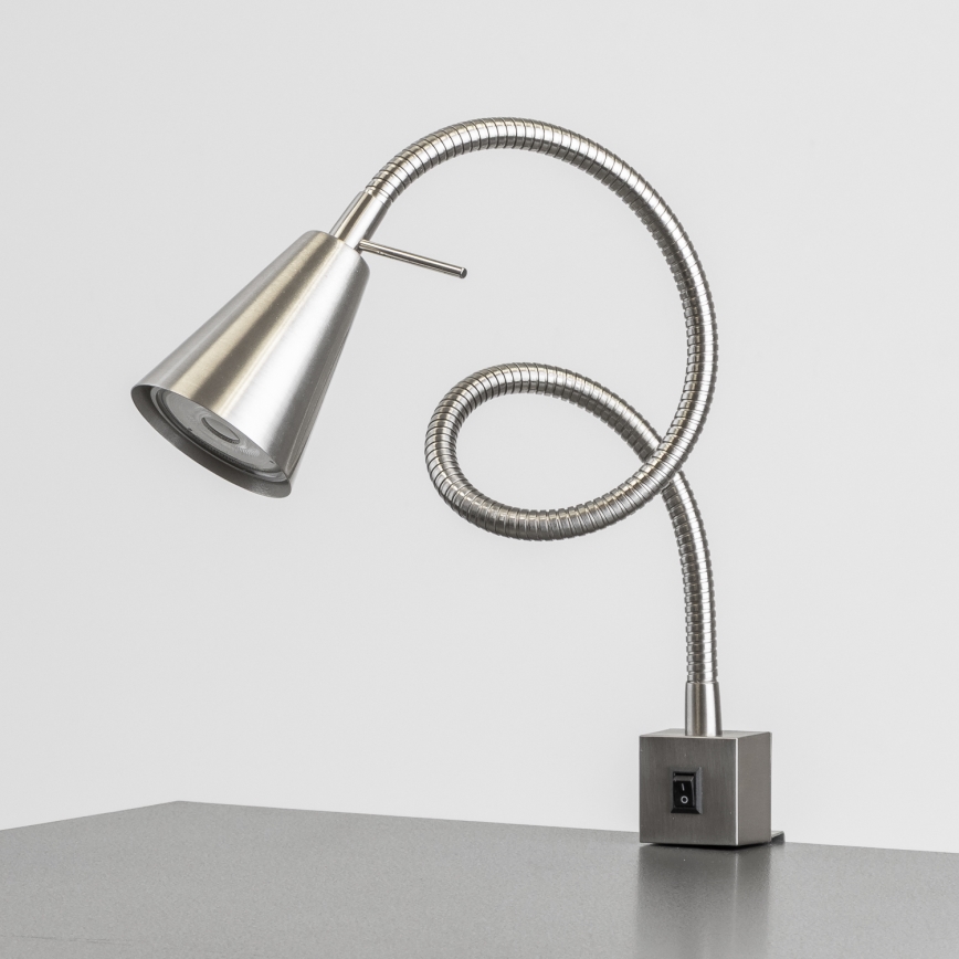 LED-lampa med klämma 1x GU10/4,7 W/230 V mattkrom