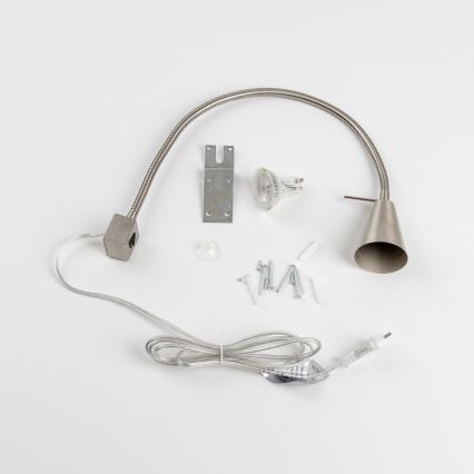 LED-lampa med klämma 1x GU10/4,7 W/230 V mattkrom