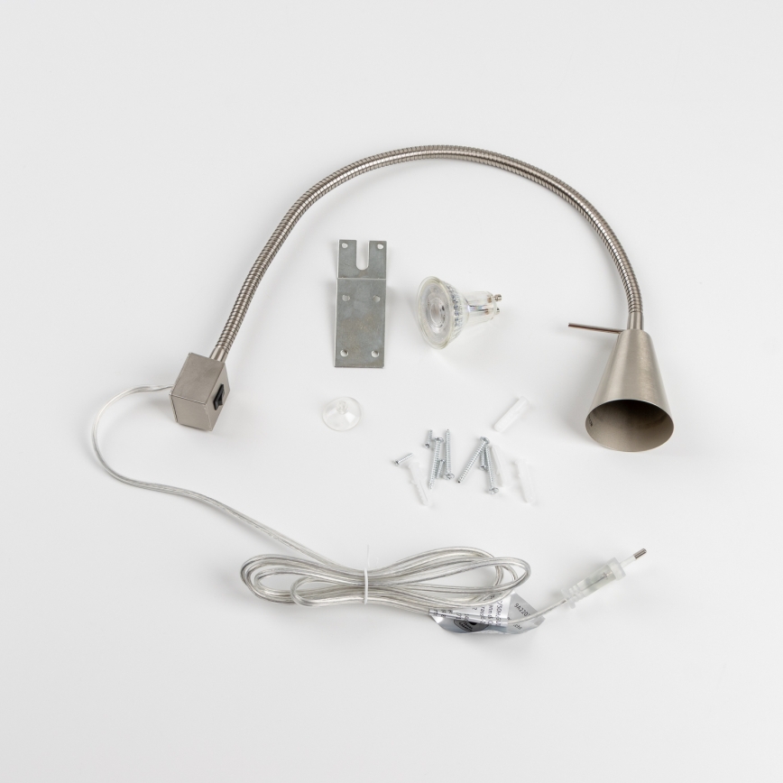 LED-lampa med klämma 1x GU10/4,7 W/230 V mattkrom