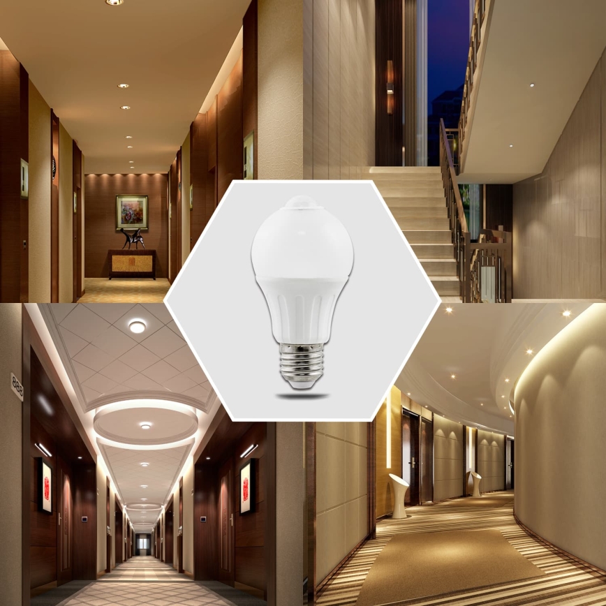 LED-lampa med rörelse- och skymningssensor A60 E27/6W/230V 3000K - Aigostar