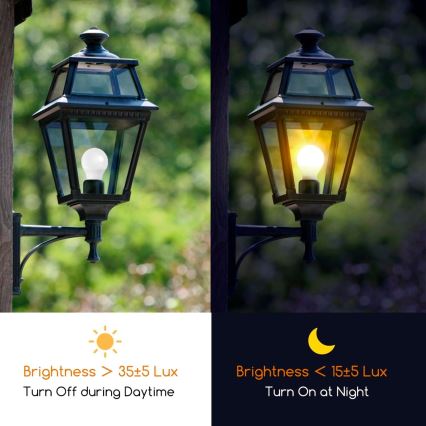 LED-lampa med skymningssensor ECOLINE A60 E27/9W/230V 3000K - Brilagi