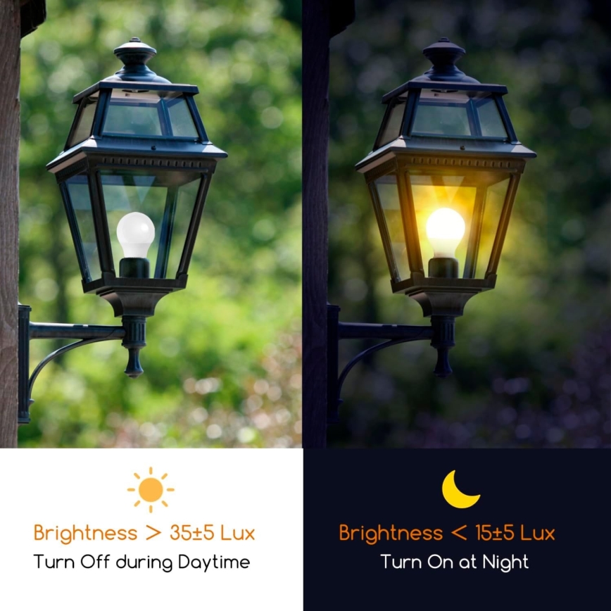 LED-lampa med skymningssensor ECOLINE A60 E27/9W/230V 3000K - Brilagi