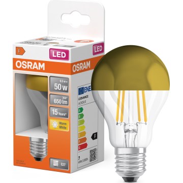 LED-lampa med spegelbelagd topp FILAMENT E27/6,5W/230V 2700K guldig - Osram