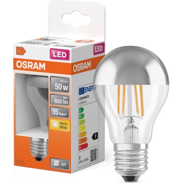 LED-lampa med spegelkupa FILAMENT E27/6,5W/230V 2700K silverfärgad- Osram
