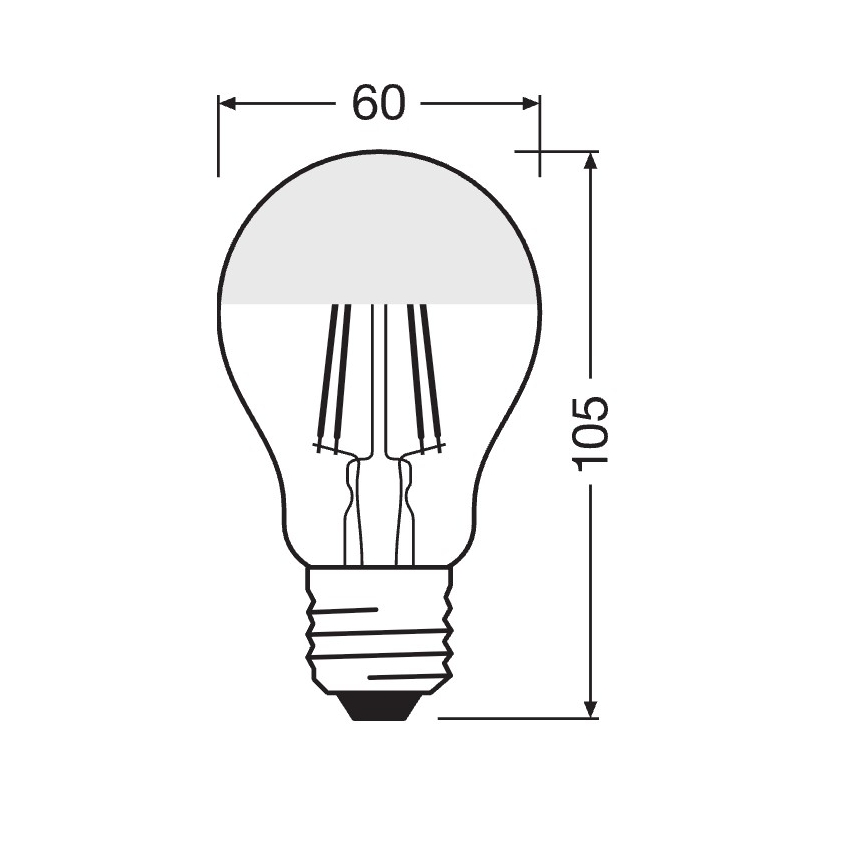 LED-lampa med spegelkupa FILAMENT E27/6,5W/230V 2700K silverfärgad- Osram