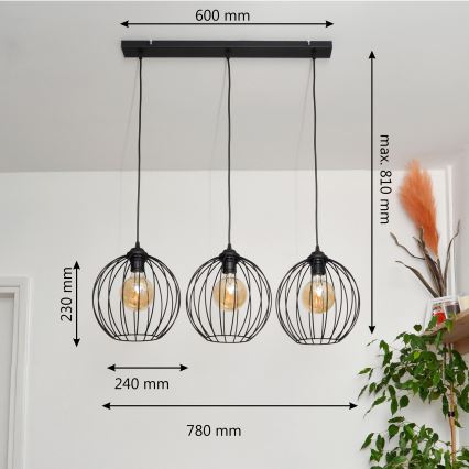 LED-lampa i tak med MERCURE 3xE27/15W/230V