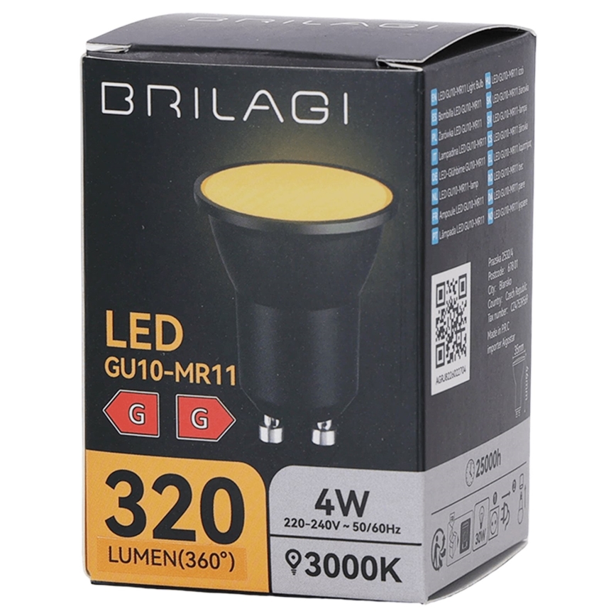 LED-lampa MR11 GU10/4W/230V 3000K svart - BRILAGI