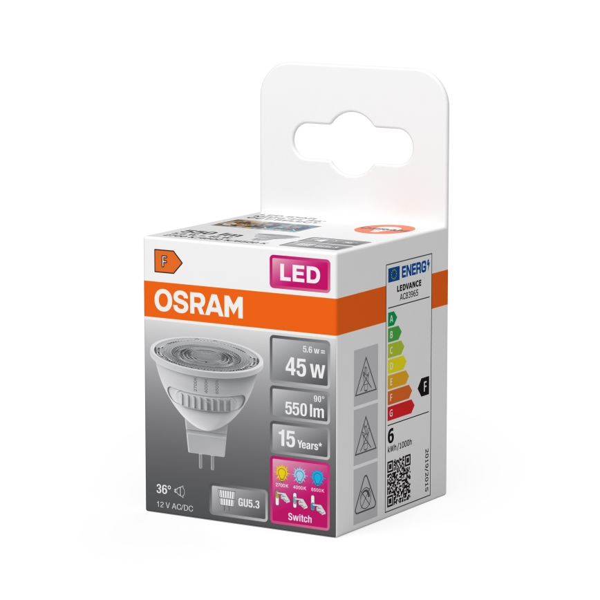 LED-lampa MR16 GU5,3/5,6W/12V 2700/4000/6500K 36° - Osram
