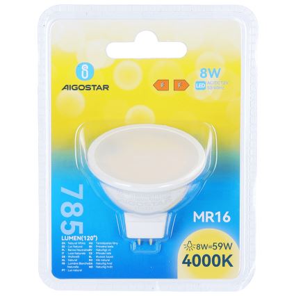 LED-lampa MR16 GU5,3/8W/12V 4000K - Aigostar