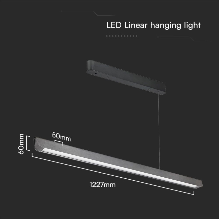 LED-lampa med kabel LED/36W/230V 3000/4000/6400K antracit