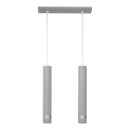 LED-lampa på kabel TUBA 2xGU10/4,8W/230V grå/glansig krom