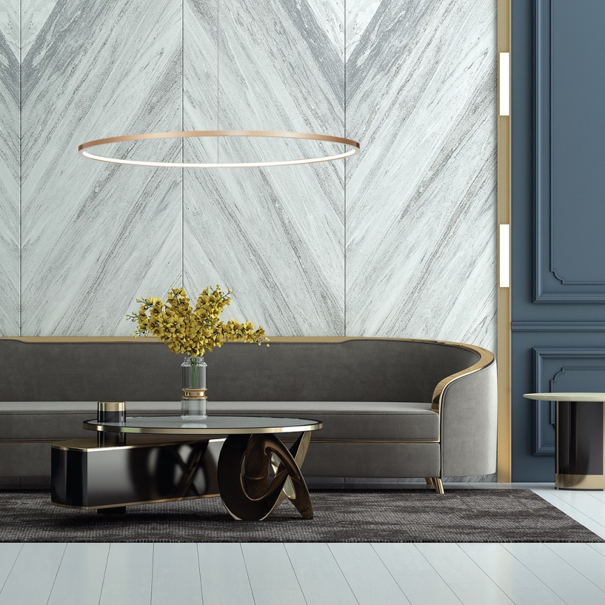 LED-lampa på kabel SATURNO LED/57W/230V Ø 100 cm IP44 guld