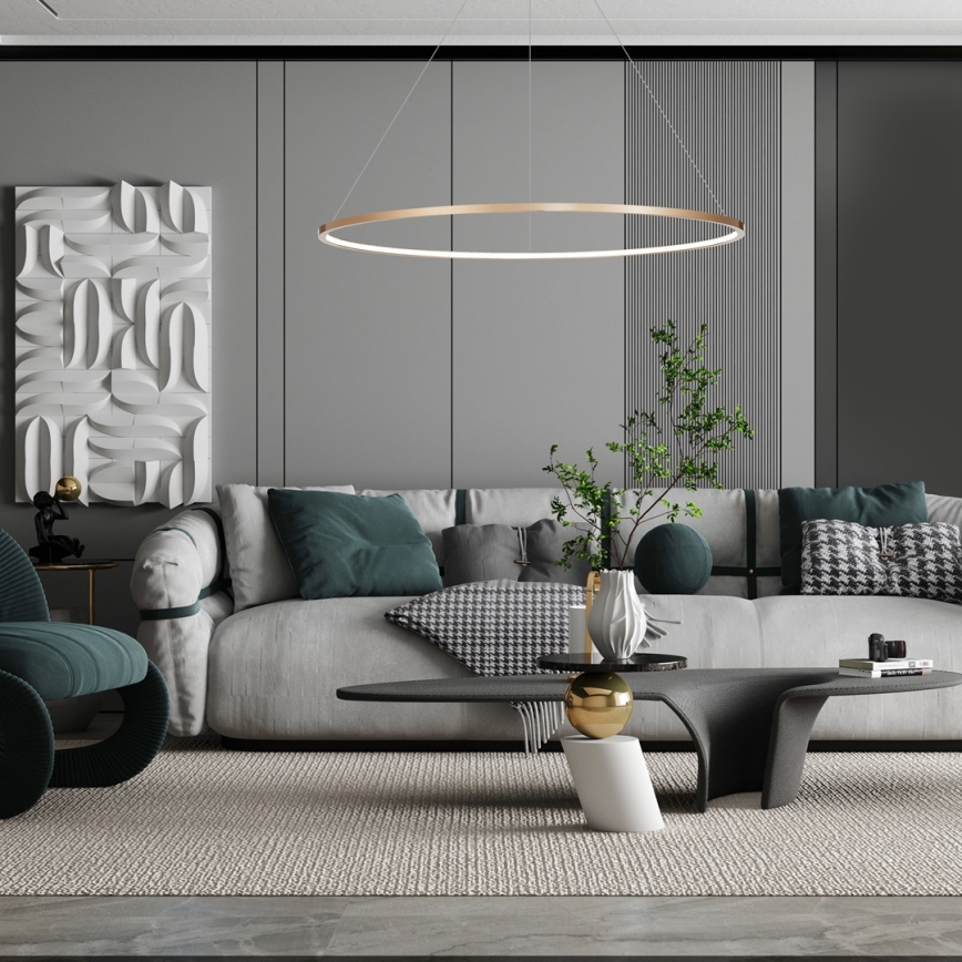 LED-lampa på kabel SATURNO LED/65W/230V Ø 120 cm IP44 guld