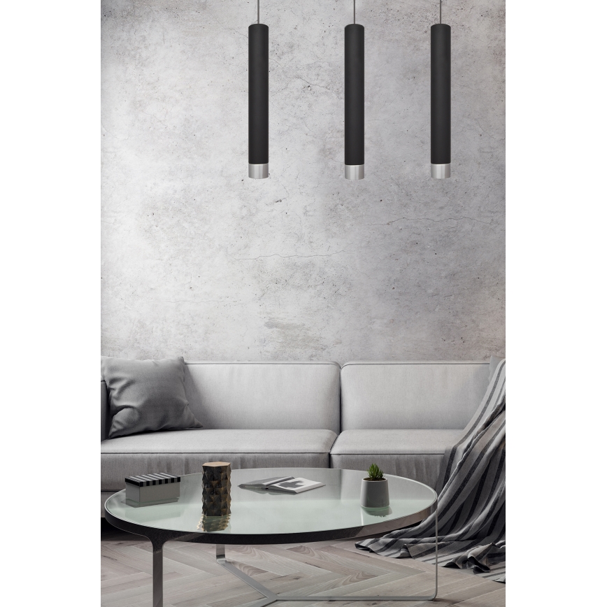 LED-lampa på kabel TUBA 3xGU10/4,8W/230V svart/glansig krom