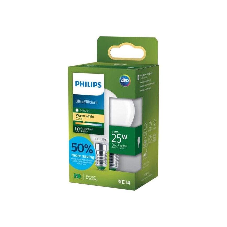 LED-lampa ULTRAEFFICIENT Philips P45 E14/1,2W/230V 2700K