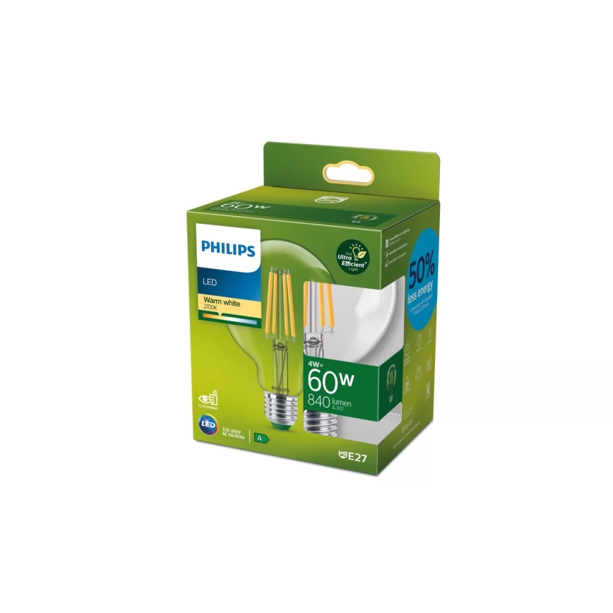 LED-lampa ULTRAEFFICIENT VINTAGE Philips G95 E27/4W/230V 2700K