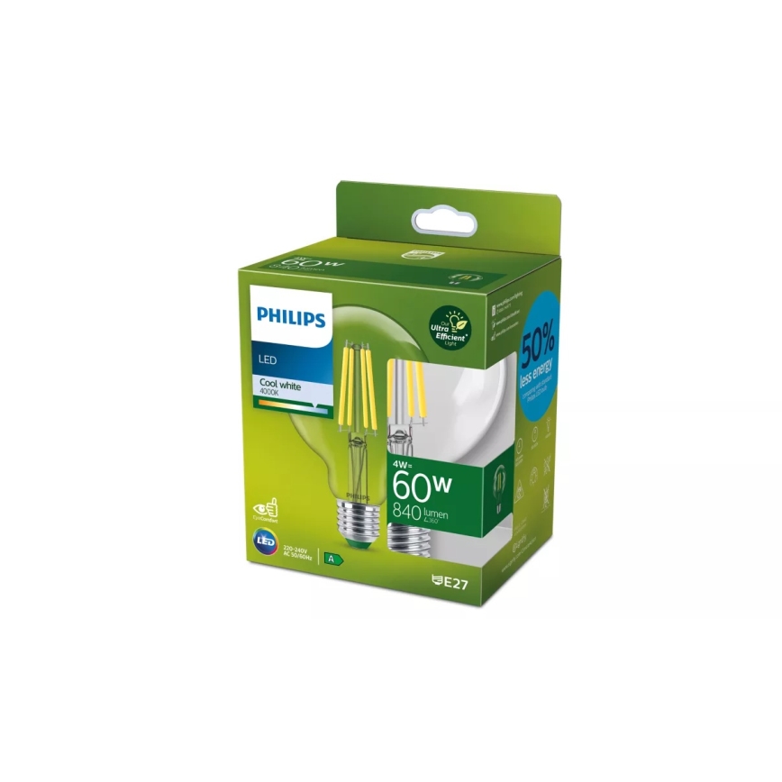 LED-lampa ULTRAEFFICIENT VINTAGE Philips G95 E27/4W/230V 4000K