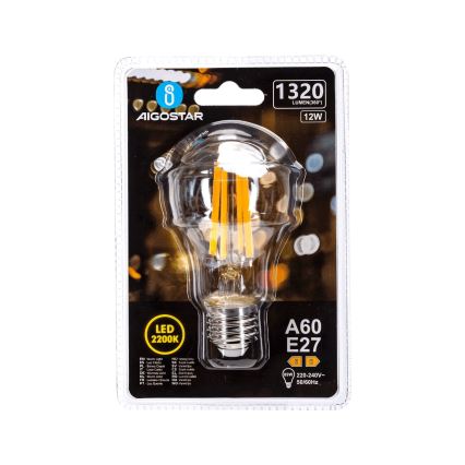 LED-lampa VINTAGE A60 E27/12W/230V 2200K - Aigostar
