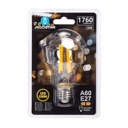 LED-lampa VINTAGE A60 E27/16W/230V 2200K - Aigostar