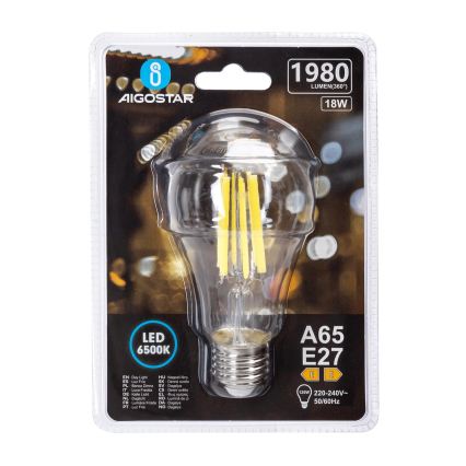 LED-lampa VINTAGE A65 E27/18W/230V 6500K - Aigostar