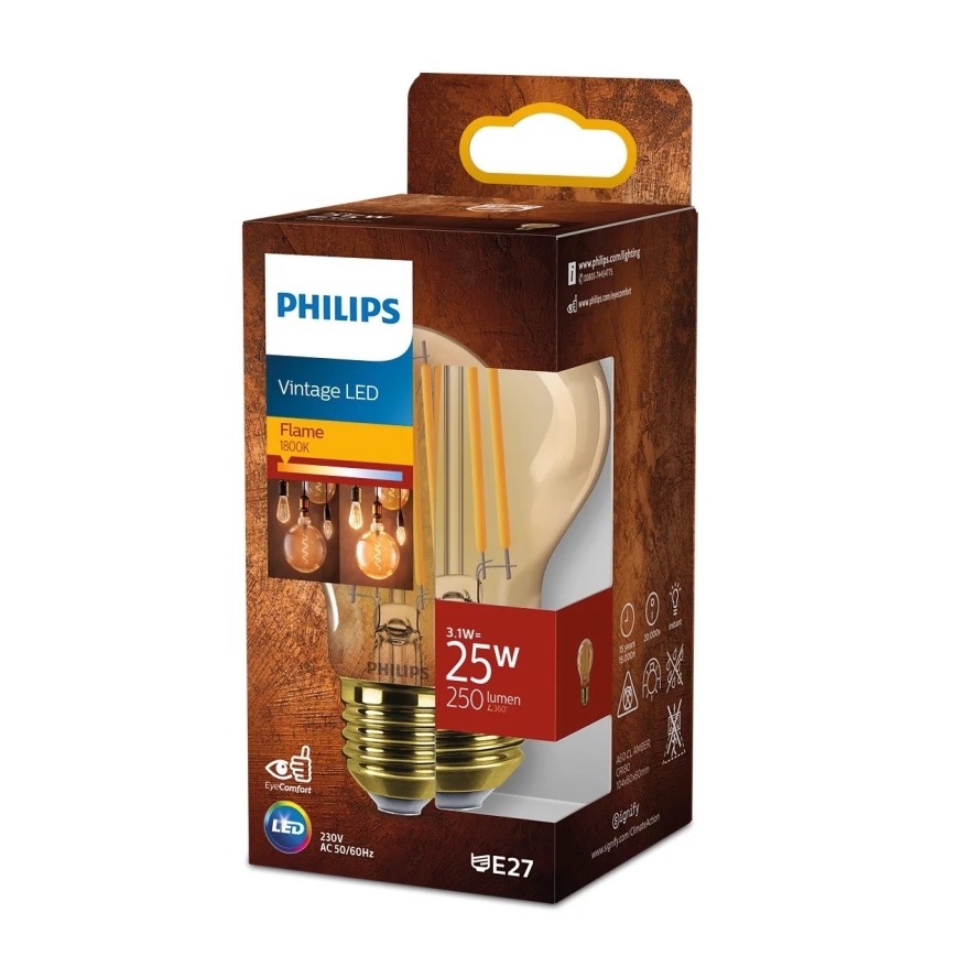 LED-lampa VINTAGE Philips A60 E27/3,1W/230V 1800K