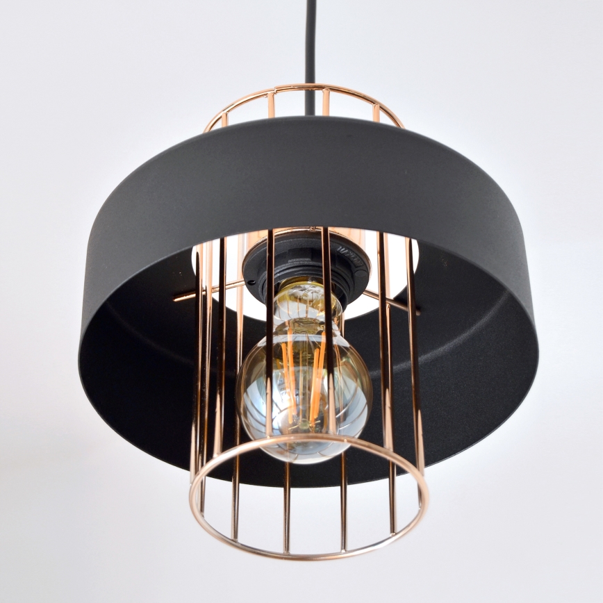 LED LED ljuskrona med textilsladd VOLTA 2xE27/15W/230V svart/guld