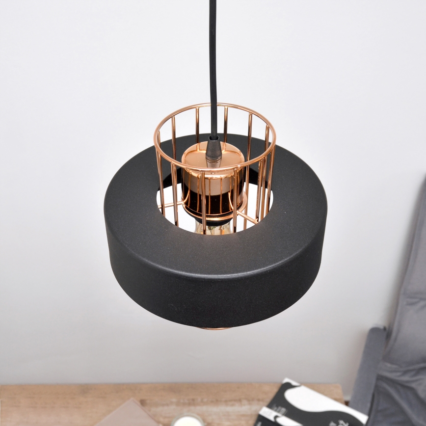LED LED ljuskrona med textilsladd VOLTA 2xE27/15W/230V svart/guld