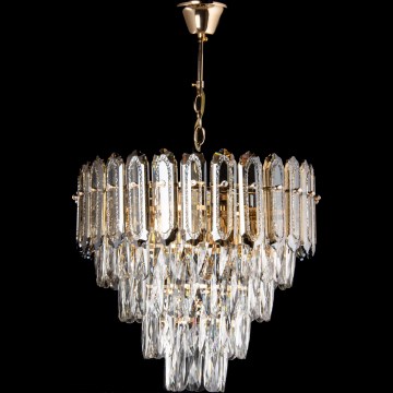 LED-ljuskrona med kedja 7xE27/60W/230V + 4xLED/6W Ø 40 cm guldfärgad