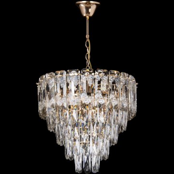 LED-ljuskrona med kedja 7xE27/60W/230V + 4xLED/6W Ø 40 cm guldfärgad