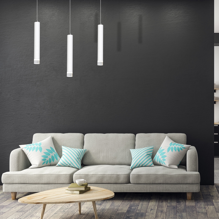 LED Ljuskrona med snöre ALBA 3xLED/15W/230V vit