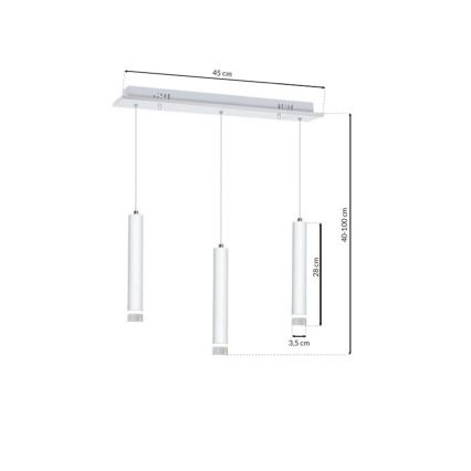 LED Ljuskrona med snöre ALBA 3xLED/15W/230V vit