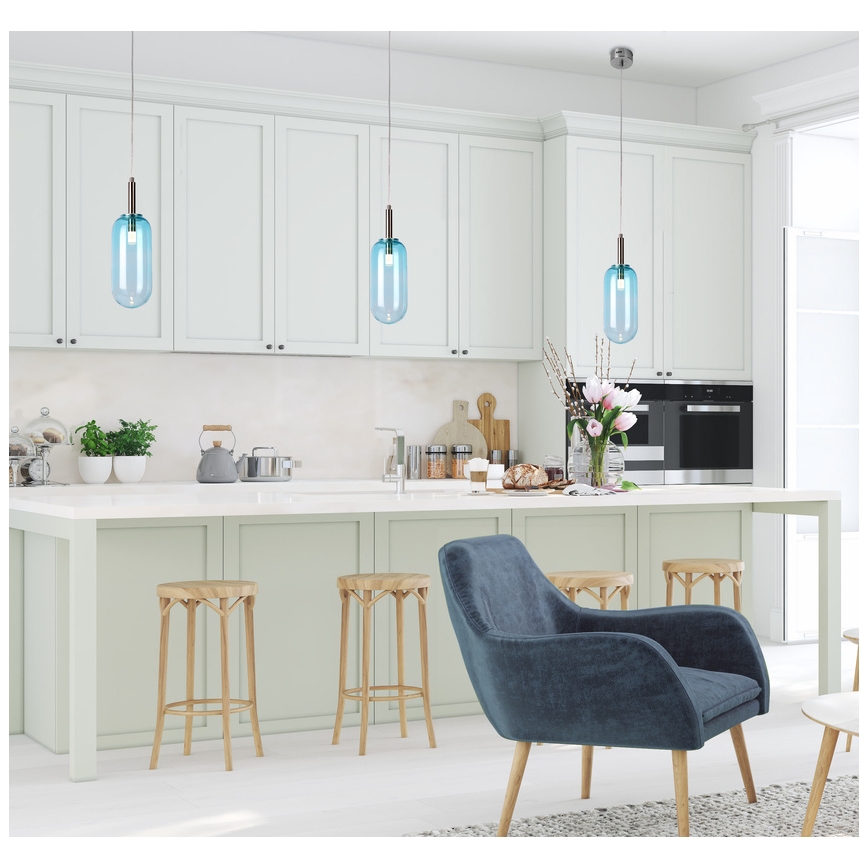 LED Ljuskrona med snöre FIUGGI LED/6W/230V blå