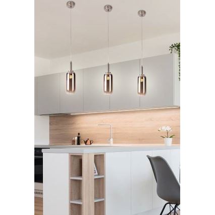 LED Ljuskrona med snöre FIUGGI LED/6W/230V grå