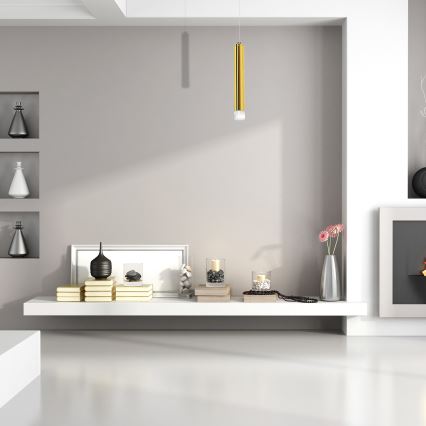 LED Ljuskrona med snöre GOLDIE 1xLED/5W/230V guld