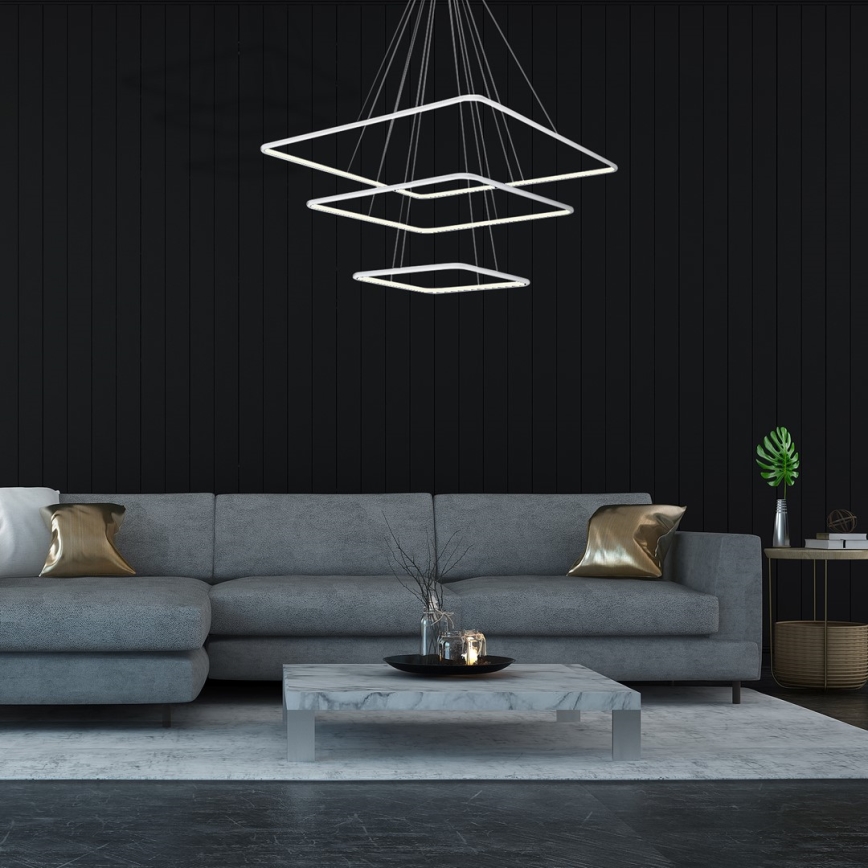 LED Ljuskrona med snöre NIX LED/117W/230V vit