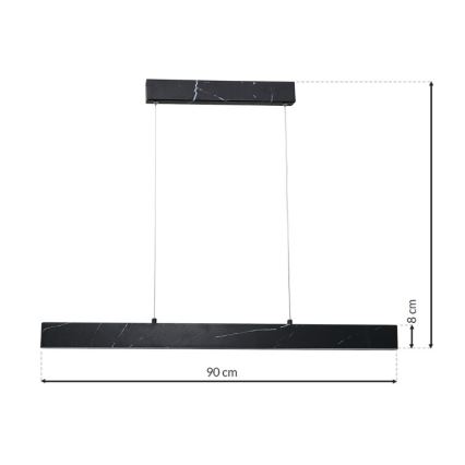 LED Ljuskrona med snöre PIERCE LED/18W/230V svart