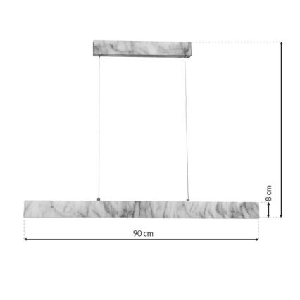 LED Ljuskrona med snöre PIERCE LED/18W/230V  vit/grå