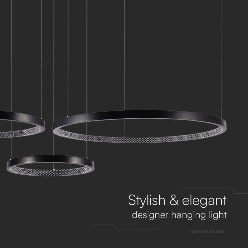 LED ljuskrona med textilsladd 3xLED/19W/230V 3000K svart