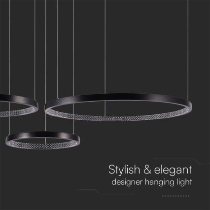 LED ljuskrona med textilsladd 3xLED/19W/230V 4000K svart