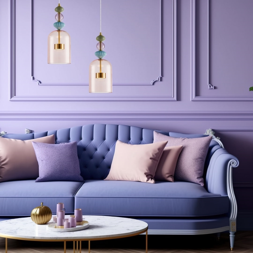 LED ljuskrona med textilsladd ARTE LED/12W/230V diameter 16 cm mässing