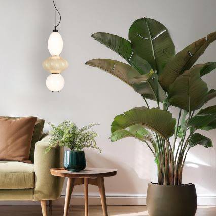 LED ljuskrona med textilsladd ASCOLI LED/18W/230V diameter 20 cm beige