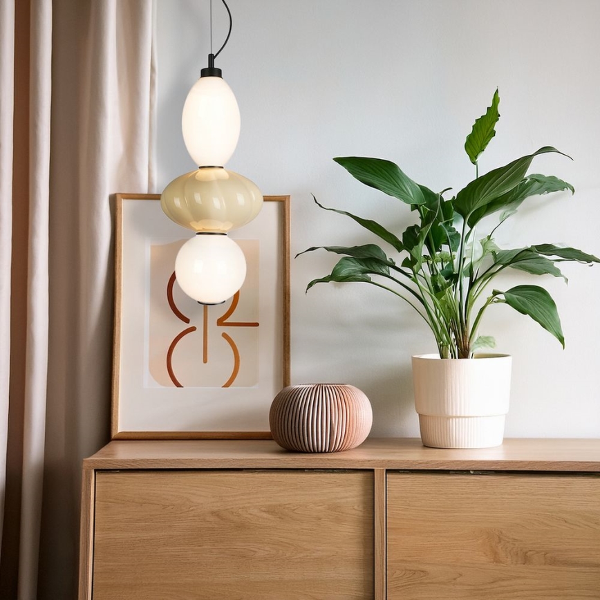LED ljuskrona med textilsladd ASCOLI LED/18W/230V diameter 20 cm beige