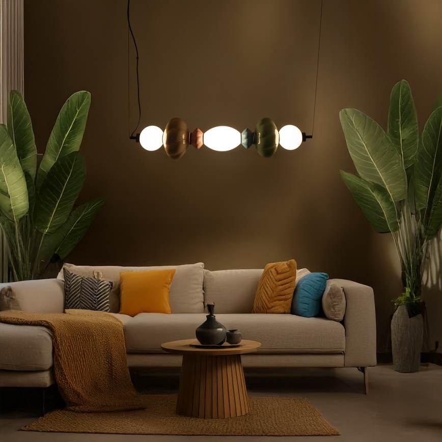 LED ljuskrona med textilsladd ASCOLI LED/24W/230V färgrik