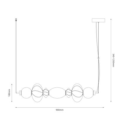 LED ljuskrona med textilsladd ASCOLI LED/24W/230V färgrik